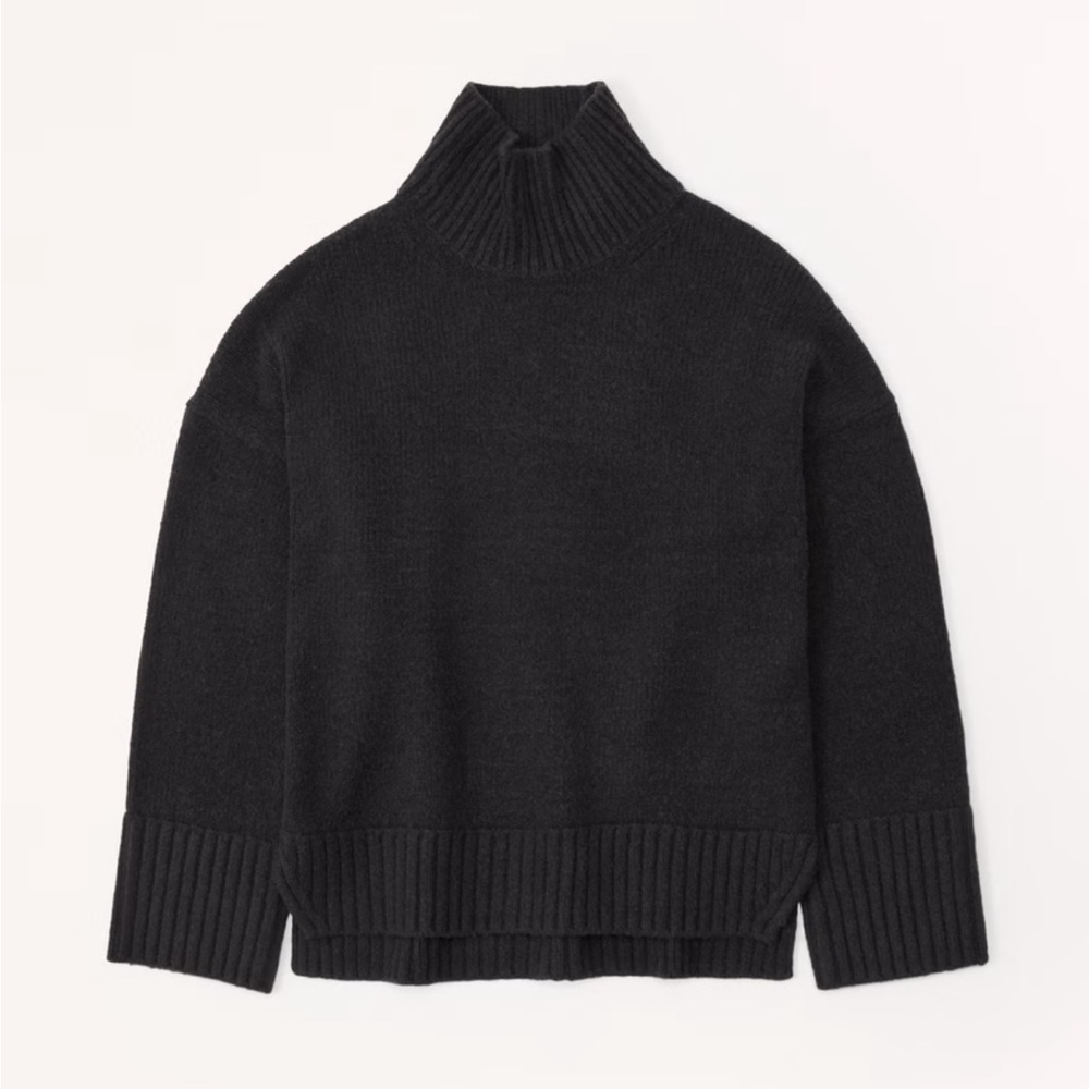 Abercrombie & Fitch Tuckable Easy Turtleneck Sweater BLACK